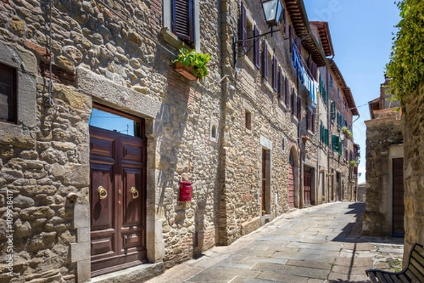 Fototapeta Beautiful street of Cortona, Tuscany