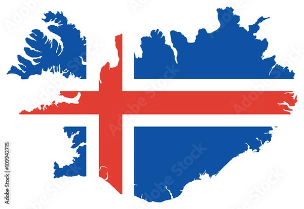 Obraz Iceland Map with Flag