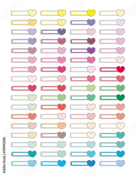 Obraz Zestaw nagłówków minimalistyczny, płaski design. Planner do druku, naklejki do planowania, dzienniki, biuro szkolne, notatnik. Na białym tle. Elementy zestawu wektorowego.