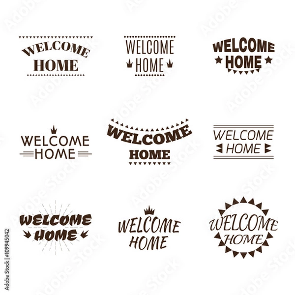 Obraz Welcome home collection. Set of 9 labels, emblems, stickers or b
