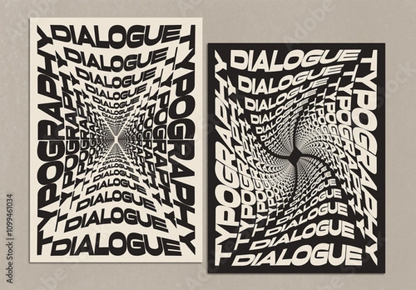 Fototapeta Bold Typography Poster Design Layout with Stacked Distorted Text