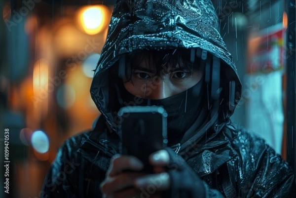 Fototapeta Smartphone shows incoming call from unknown number potential spam or scam alert for users