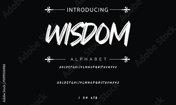 Obraz vector of modern and stylized brush alphabet and numbers. handdrawn alphabet set. youth style letter and typography