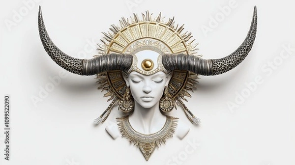 Obraz Elegant Hathor Goddess Sculpture with Cow Horns