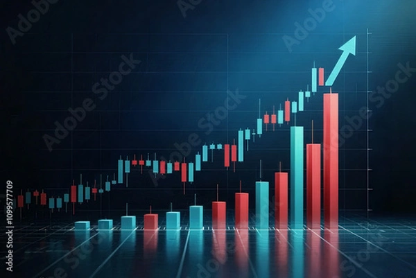 Fototapeta Financial Data Analysis and Stock Market Trends Visualization. 2d illustration