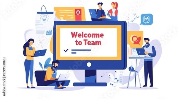 Obraz Welcome to Team: A Collaborative Business Illustration