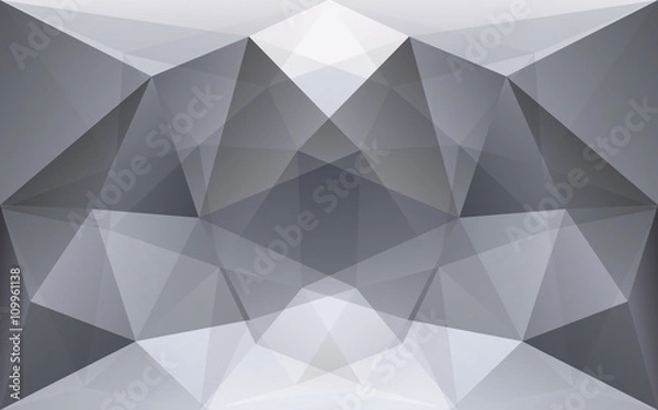 Fototapeta White and dark grey polygonal geometric background, symmetry tex