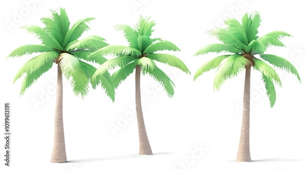 Fototapeta Green Palm Trees Set