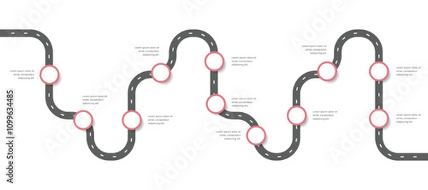 Obraz Roadmap Infographic Template Design With 11 Steps or Process.