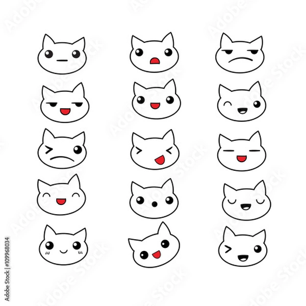 Obraz Cute cat emotions set