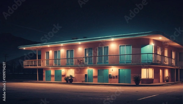 Obraz Motel Building at Night