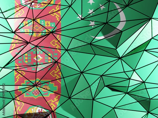 Fototapeta Triangle background with flag of turkmenistan