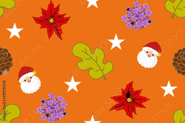 Fototapeta Wallpaper in a cute style Christmas Tree Theme. Seamless Christmas pattern.
Merry Christmas vintage ethnic seamless pattern and beautiful patterns,
 is used for carpets, walls, tiles, blankets, and cu