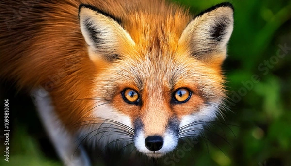 Fototapeta Close-up of the eye fox, top down view with a blurred background