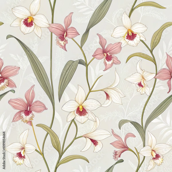 Obraz Graceful Dance: Oncidium Orchid Pattern