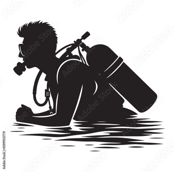 Obraz Scuba diving silhouettes. vector   illustration
