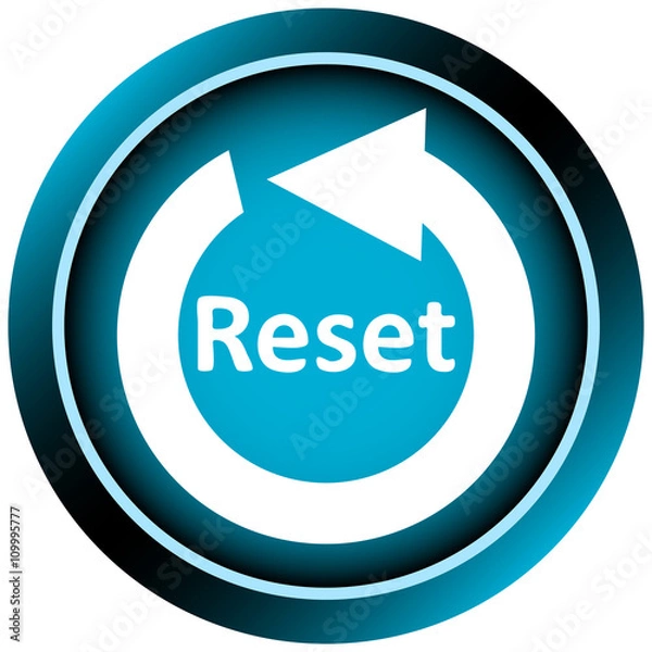 Fototapeta Icon blue white reset