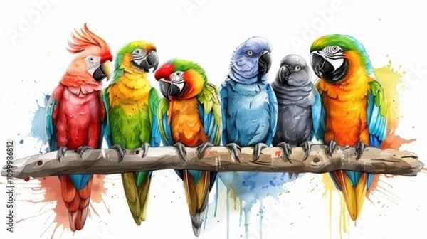 Fototapeta Parrots visiting a petting zoo