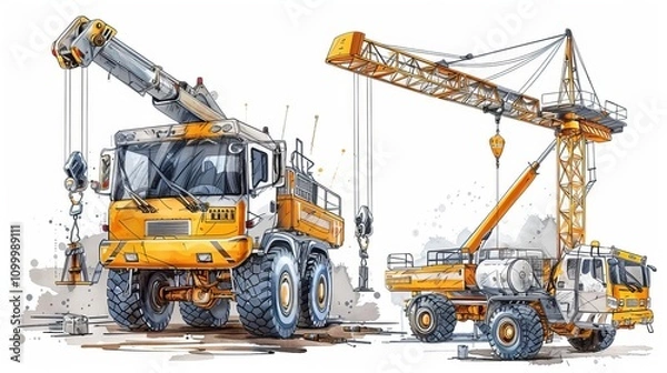 Fototapeta Cranes building model airplanes