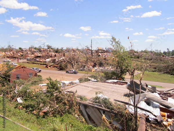 Fototapeta Damage of the devastating Tornado, Tuscaloosa on April 27.
