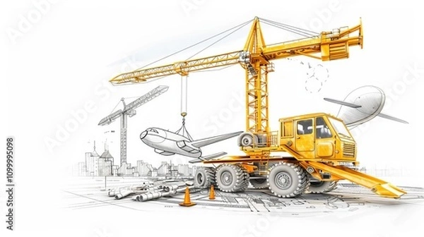 Fototapeta Cranes building model airplanes