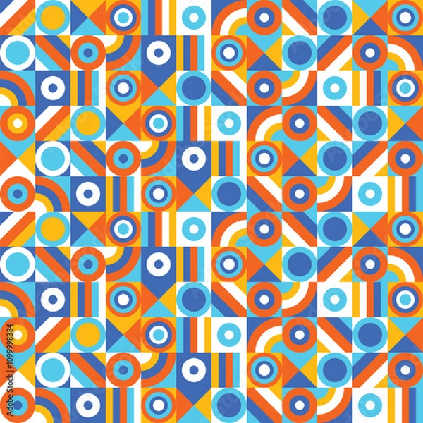 Fototapeta Colourful geometric pattern in Bauhaus style. Abstract background. Vector illustration