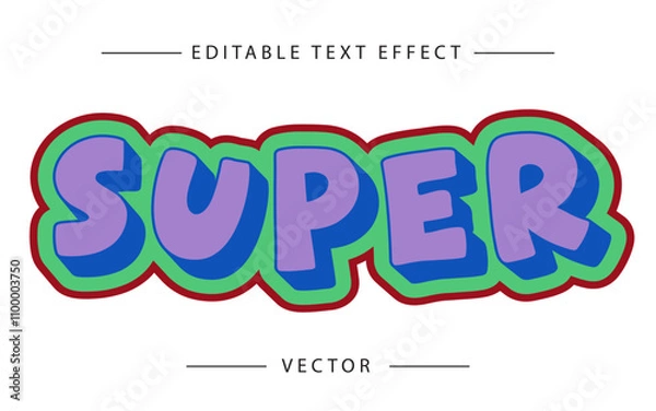 Obraz Super 3D Text Effect modern style. fun text, kids text, logo text, text, game title, 3d word, intro, 3d text, 3d typography, 3d title, cartoon text, funny text, colorful text, style text, text title,