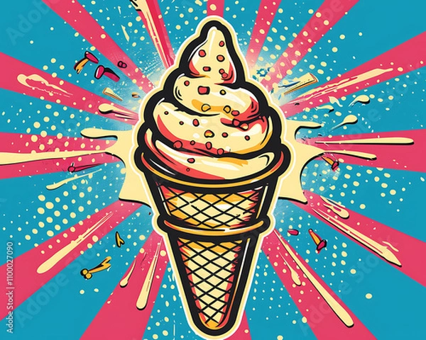 Fototapeta ice cream cone in pop art style