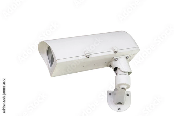 Fototapeta cctv security camera on white background