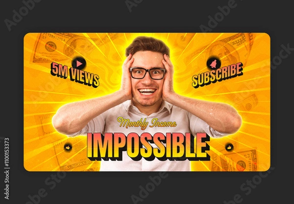 Obraz Impression Video Thumbnail Layout with Orange Gradient Accents
