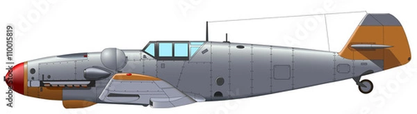 Obraz Старый военный самолет на белом фоне