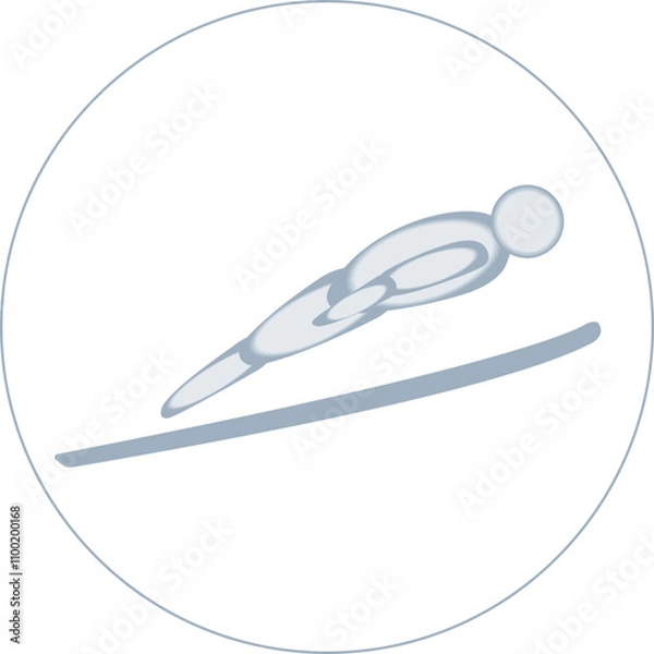Fototapeta Ski jumping competition icon. Outline stroke.  