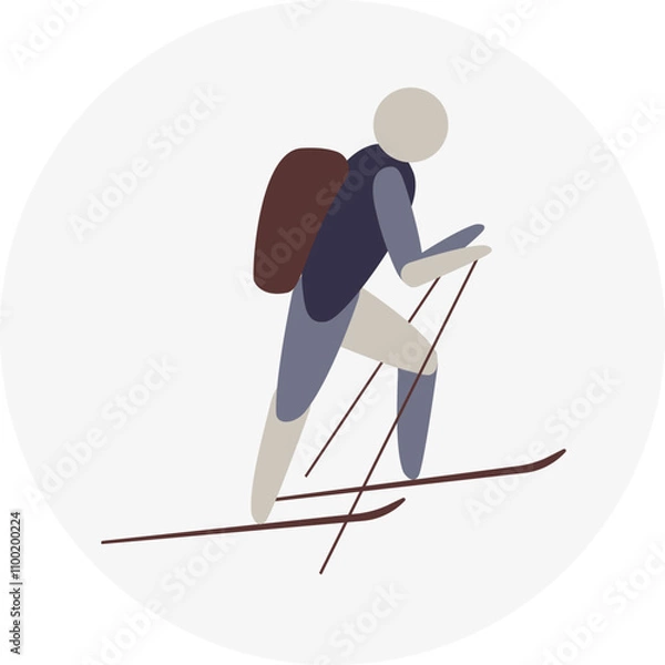 Obraz Ski Mountaineering competition icon. Colorful sport sign. 