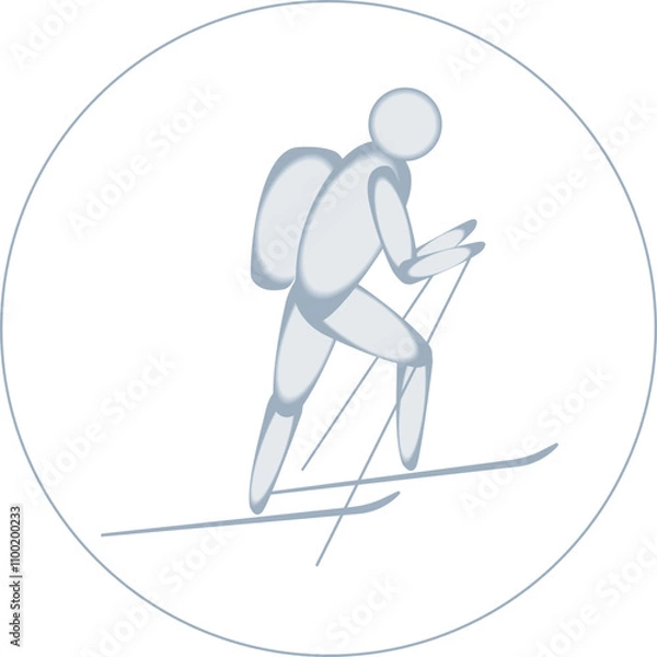 Obraz Ski Mountaineering competition icon.  Outline stroke.  