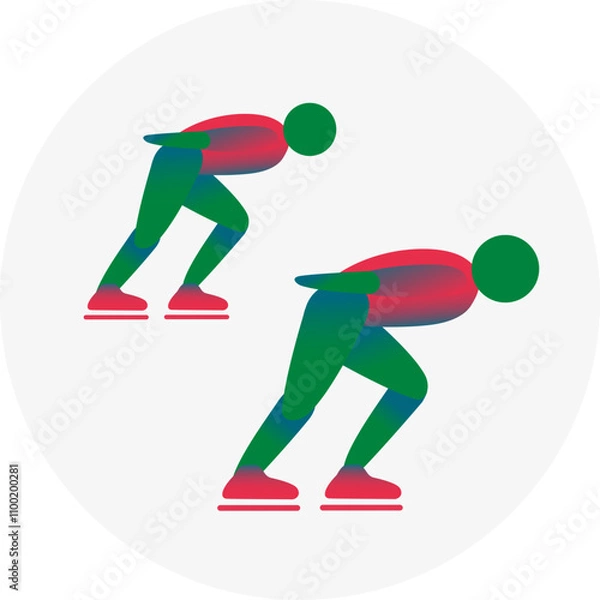 Fototapeta Short Track Speed Skating competition icon. Colorful sport sign. 