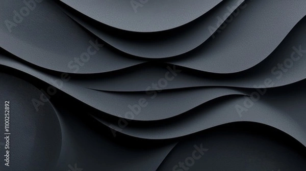 Fototapeta Dynamic waves of black texture abstract design digital art modern environment close-up visual concept for creativity