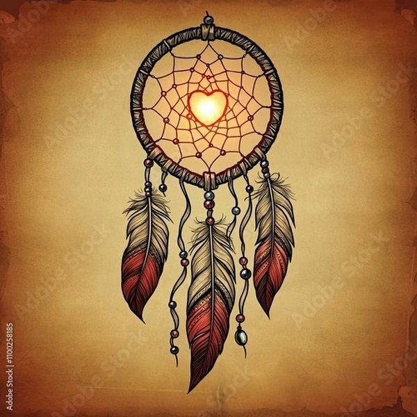 Obraz Valentine's Day Dreamcatcher with Heart Motifs