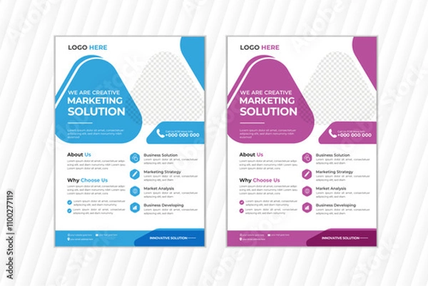 Fototapeta a bundle of 2 templates of different colors a4 flyer template,modern business flyer template & perfect for creative professional business, editable.