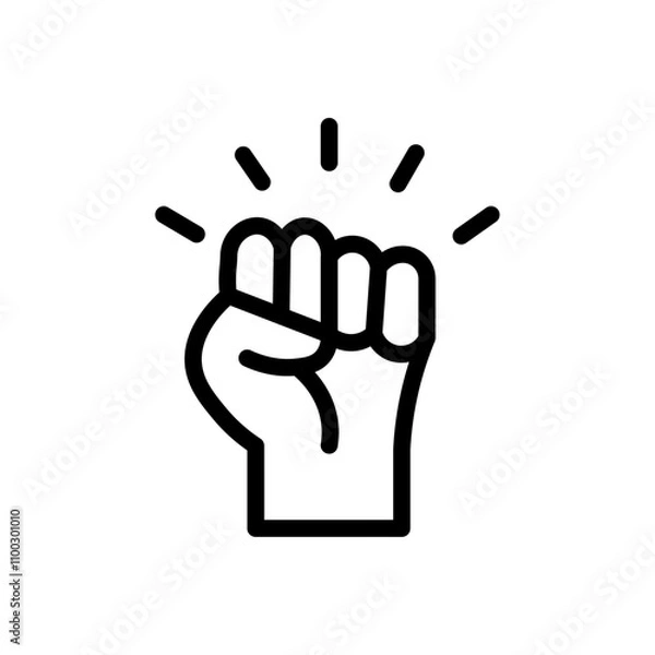 Fototapeta raised fists icon Outline vector for web ui