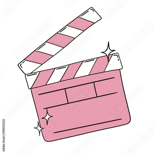 Fototapeta Illustration of pink movie clapboard