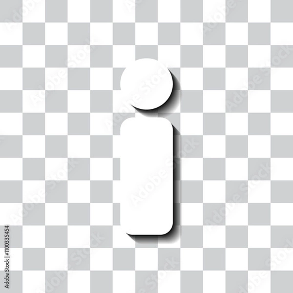 Fototapeta Information sign simple icon. Flat design. White with shadow on transparent grid