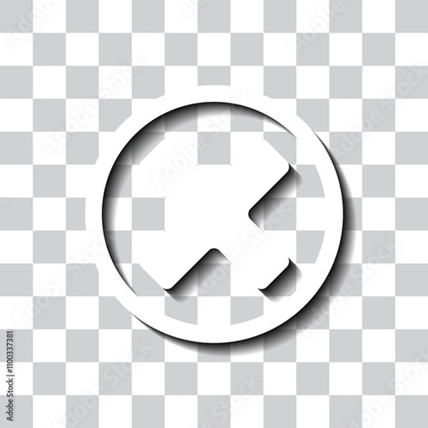 Obraz Delete, cross simple icon. Flat design. White with shadow on transparent grid