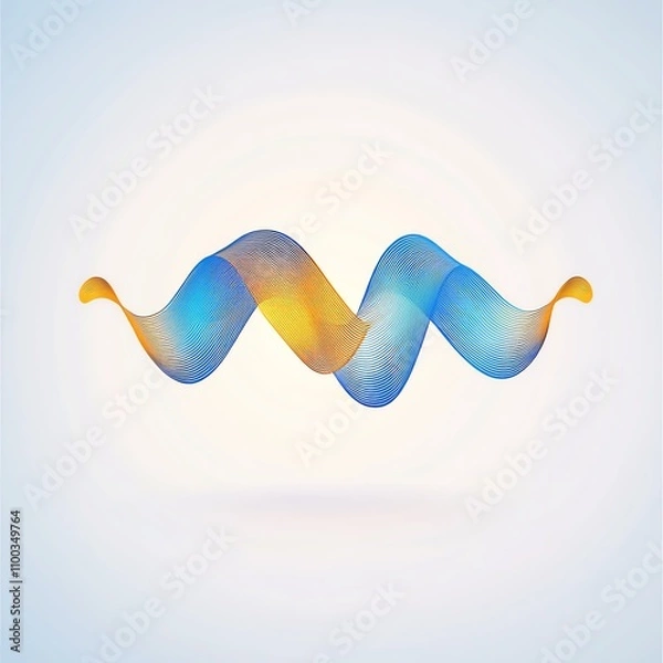 Obraz Elegant soundwaves, glowing gradients of blue and gold, abstract tone representation, 3D illustration