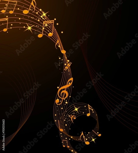 Fototapeta Abstract musical background with notes