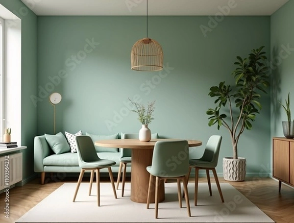 Fototapeta Scandinavian Home Interior Design of a Modern Dining Room.