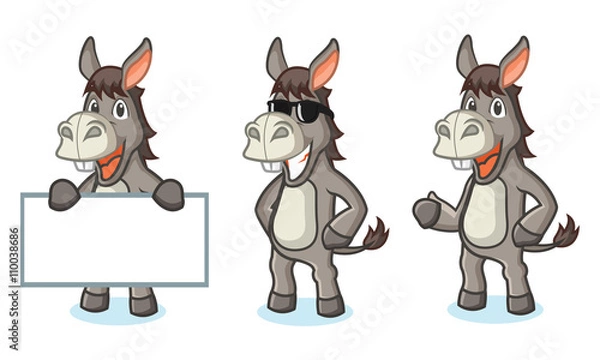 Obraz Gray Donkey Mascot happy