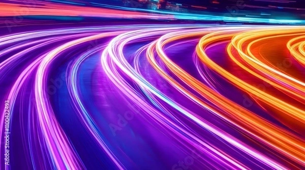 Fototapeta Futuristic sci fi scene with vibrant colored light b AI generated illustration