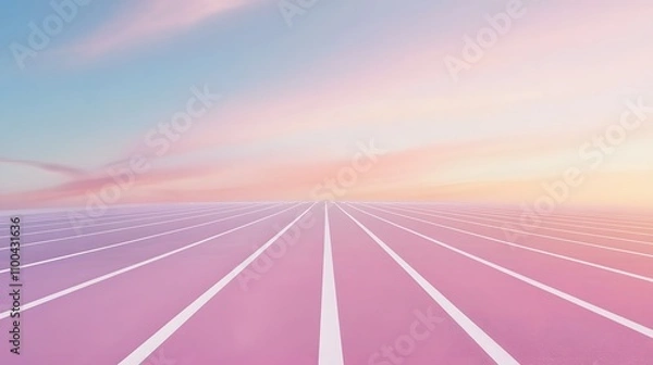 Fototapeta Minimalistic running track with clean white lane mar AI generated illustration