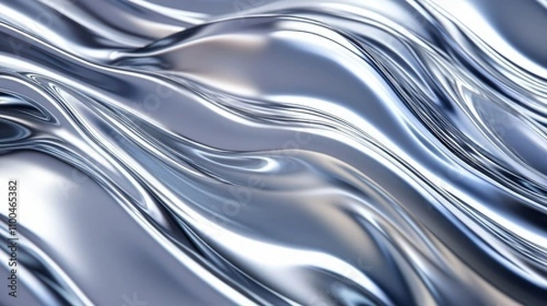 Fototapeta A stunning close-up of flowing metallic waves, showcasing a sleek and reflective surface.