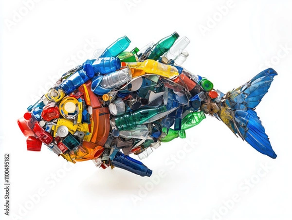 Obraz Transforming Waste into Art: An Innovative Public Park Showcasing Oversized Sculptures Crafted from Upcycled Plastic Bottles and Metal Scraps for Environmental Awareness and Creativity